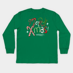 Fun Merry Christmas Lettering Kids Long Sleeve T-Shirt